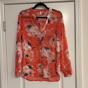 Kut from the Kloth Coral Floral Blouse